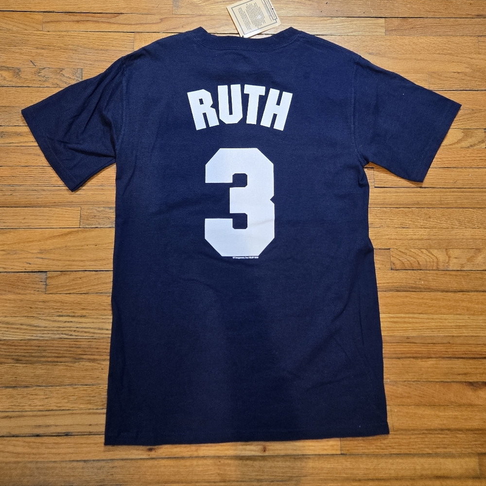 Vintage New York Yankees Baseball MLB Cooperstown Navy RUTH #3 T-Shirt
